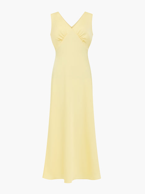 Bernice Satin Twill Butter Yellow Midi Slip Dress