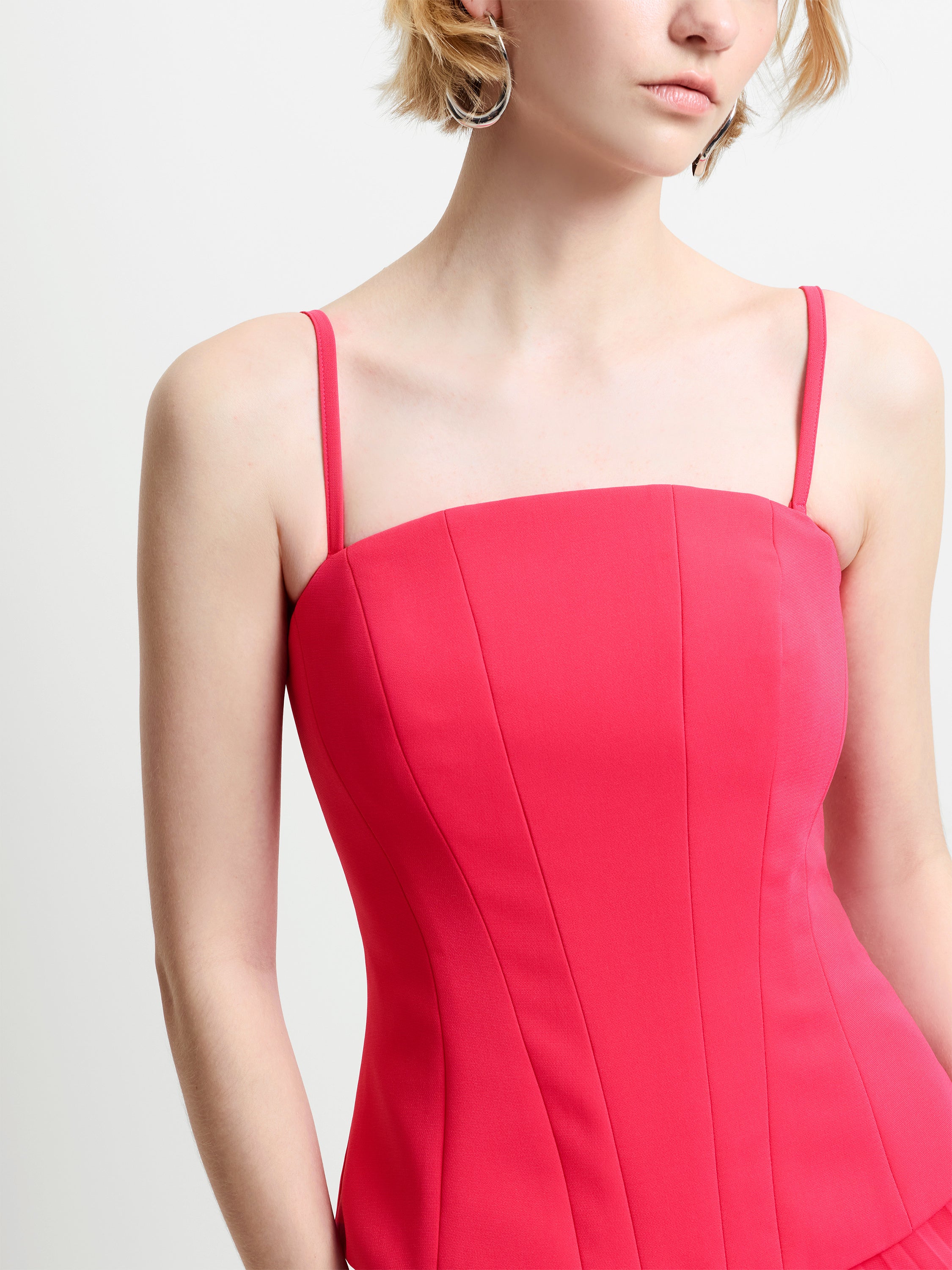 Tiana Corset Pleated Pink Maxi Dress