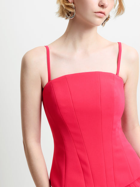 Tiana Corset Pleated Pink Maxi Dress