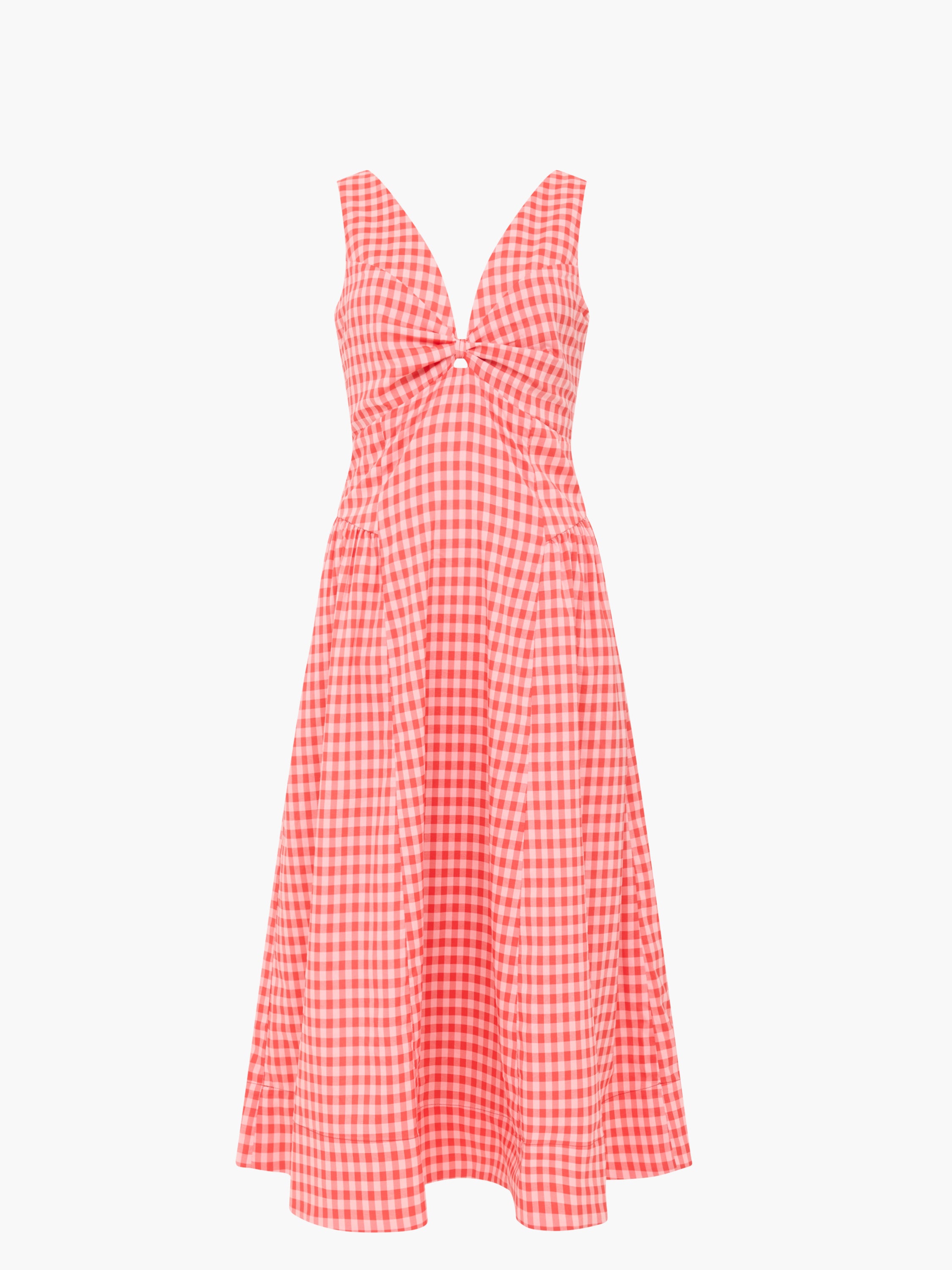 Sheila Sleeveless Voluminous Red Gingham Midi Dress