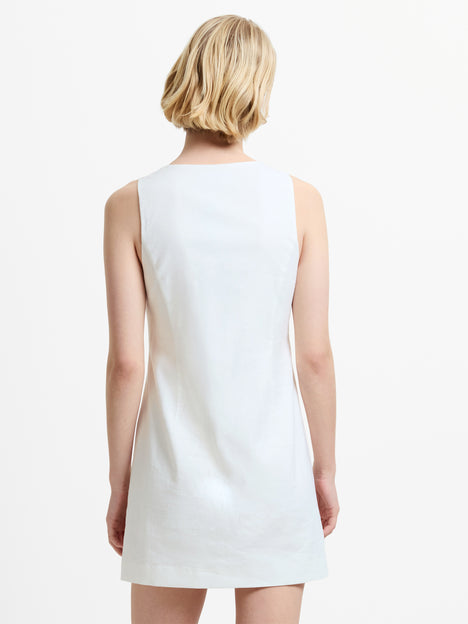 Aspen Linen Sleeveless White A-Line Mini Dress