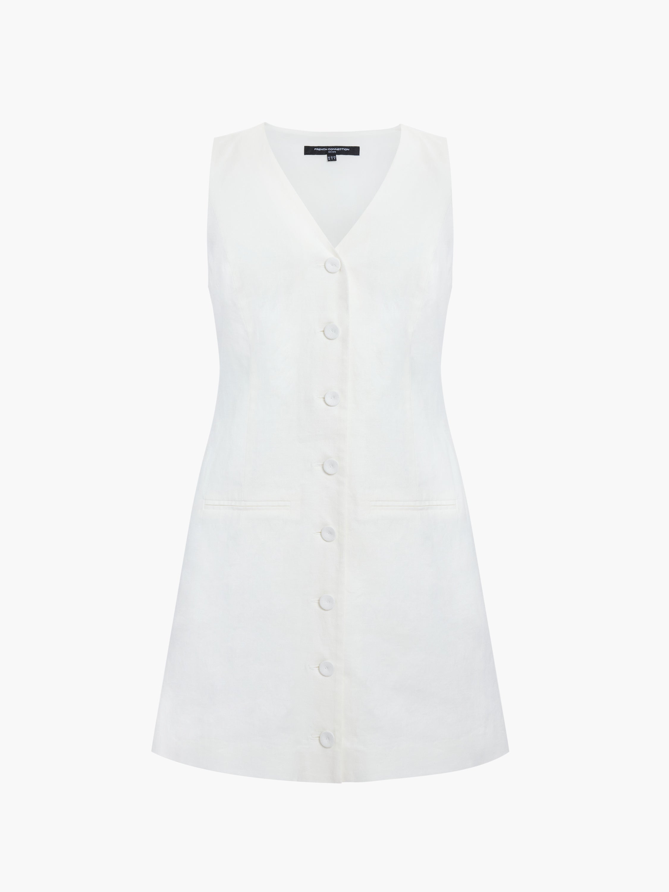 Aspen Linen Sleeveless White A-Line Mini Dress