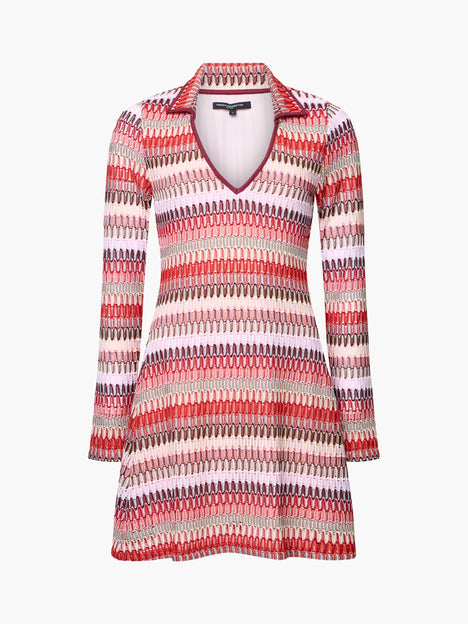 Crochet Knit Multi-Colour Striped Mini Dress
