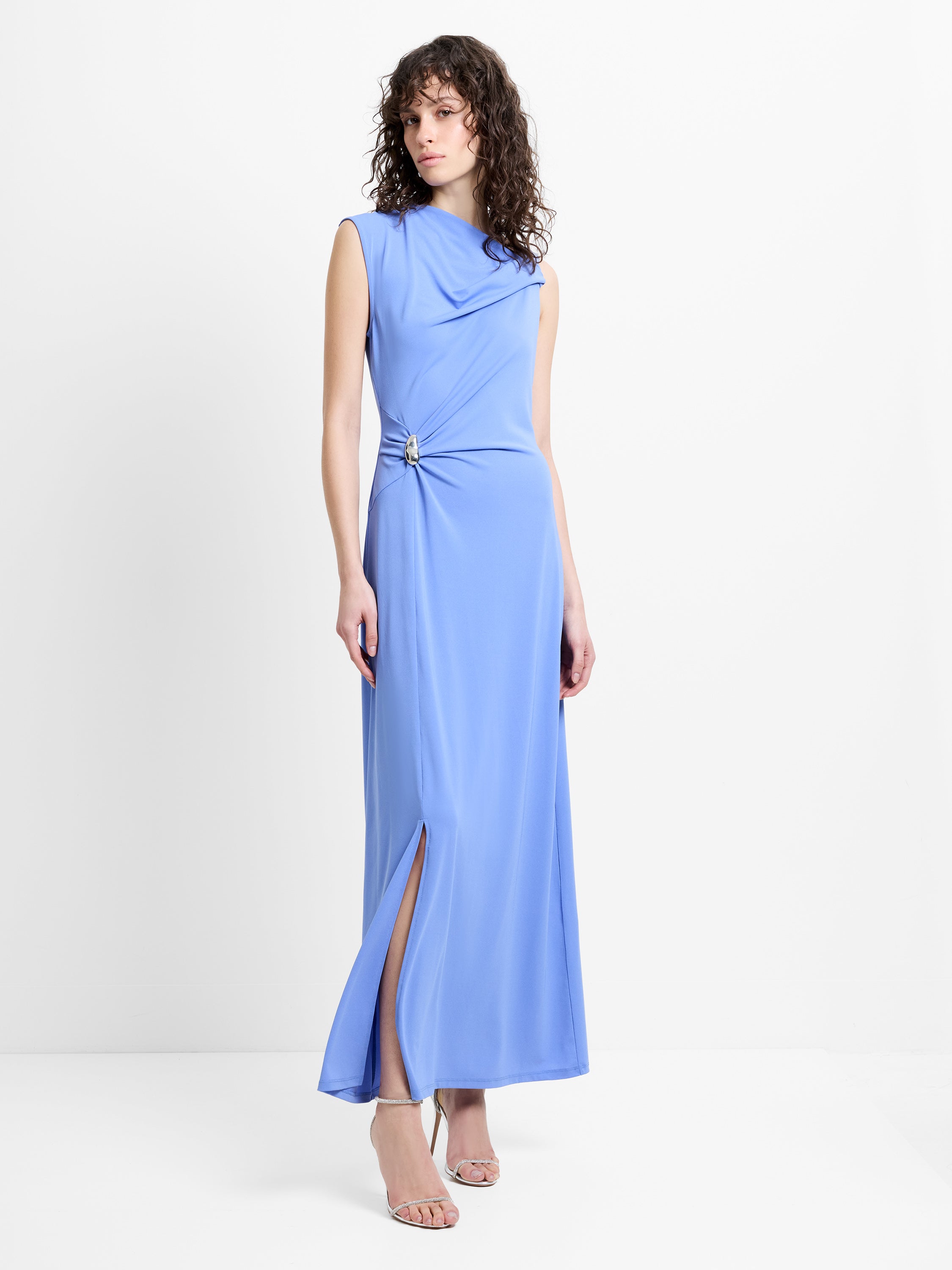 Pascha Jersey Draped Trim Blue Maxi Dress