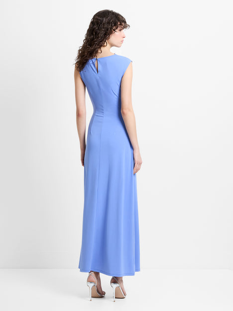 Pascha Jersey Draped Trim Blue Maxi Dress