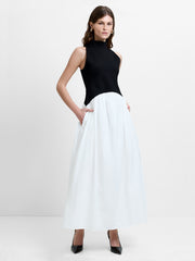 Ponte Mix Black and White Drop Waist Maxi Dress