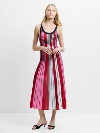 Theo Sleeveless Multicolour Stripe Knit Midi Dress