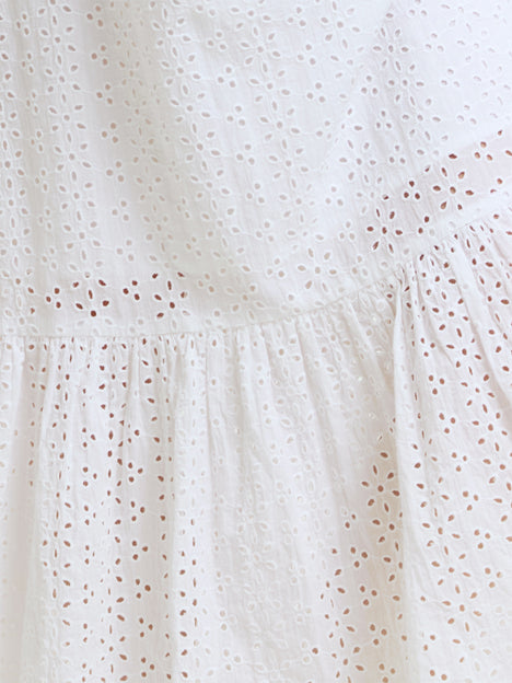 Bonnie Broderie Flutter Sleeve White Maxi Dress