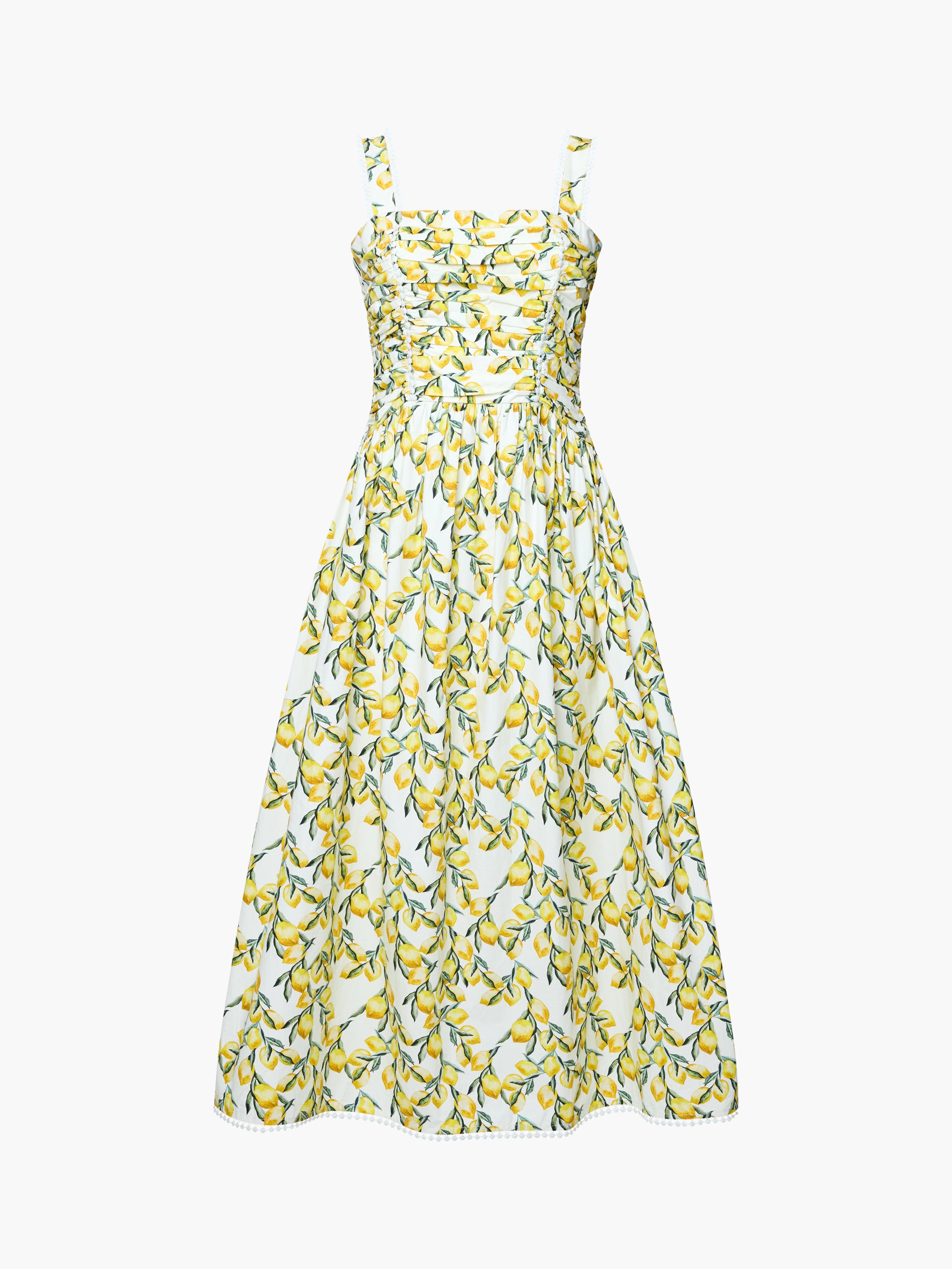 Barletta Lemon Ruched Sleeveless Midi Dress