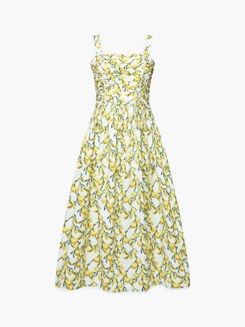 Barletta Lemon Ruched Sleeveless Midi Dress