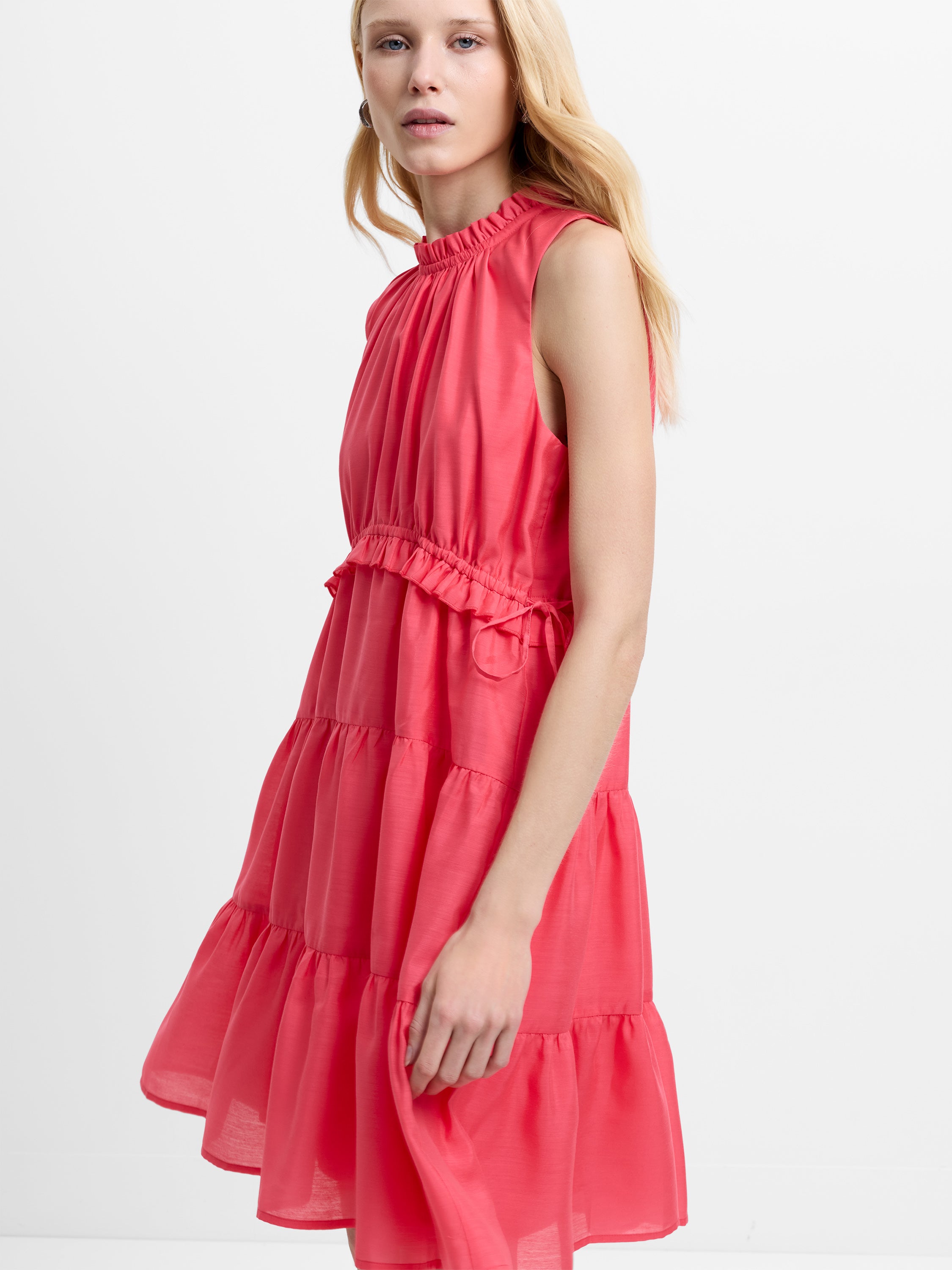 Holland Sleeveless Tiered Pink Above Knee Dress