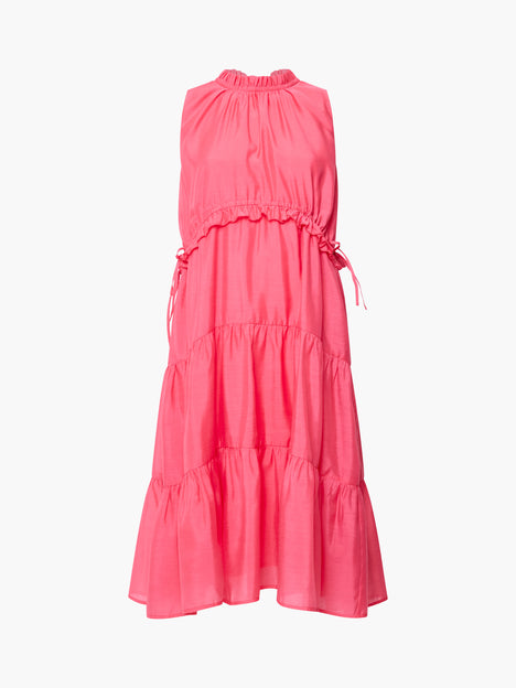 Holland Sleeveless Tiered Pink Above Knee Dress