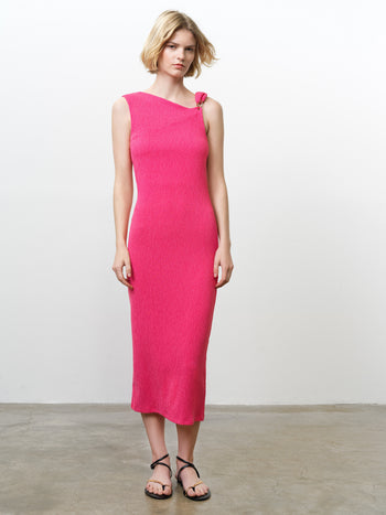 Trixie Soft Textured Pink Midi Dress