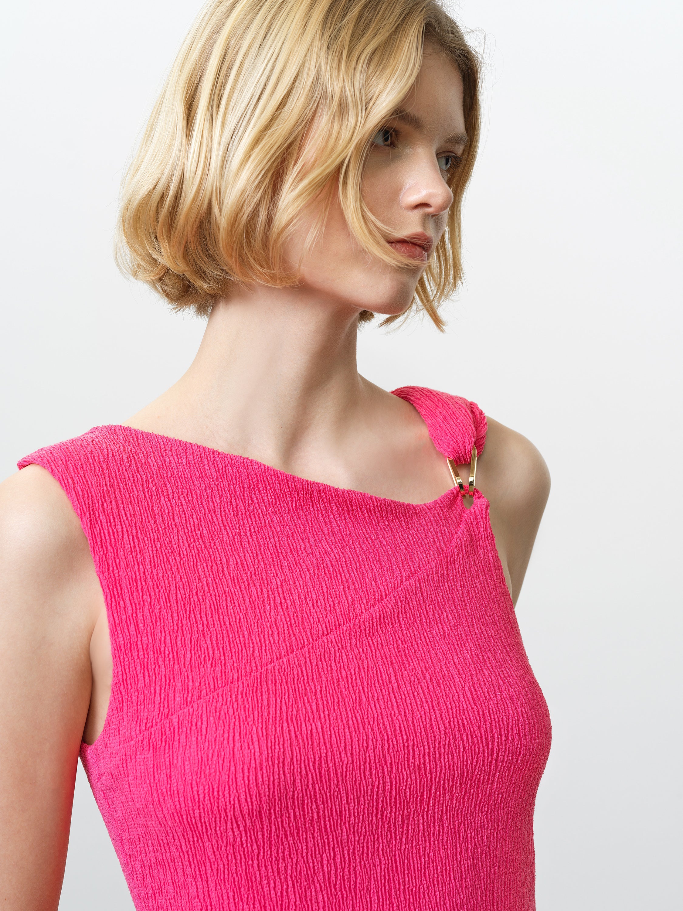 Trixie Soft Textured Pink Midi Dress