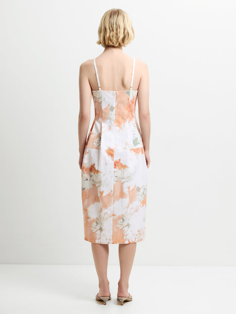 Feo Floral Printed Denim Midi Dress
