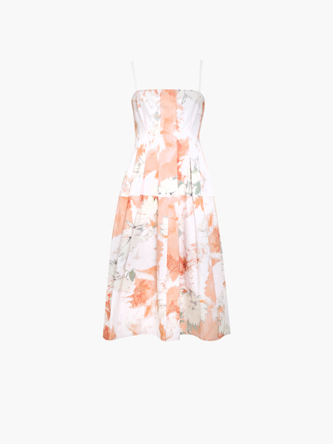 Feo Floral Printed Denim Midi Dress