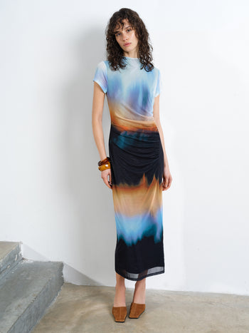 Marina Mesh Ombre Column Maxi Dress