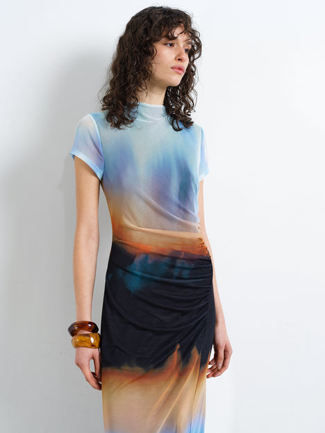 Marina Mesh Ombre Column Maxi Dress