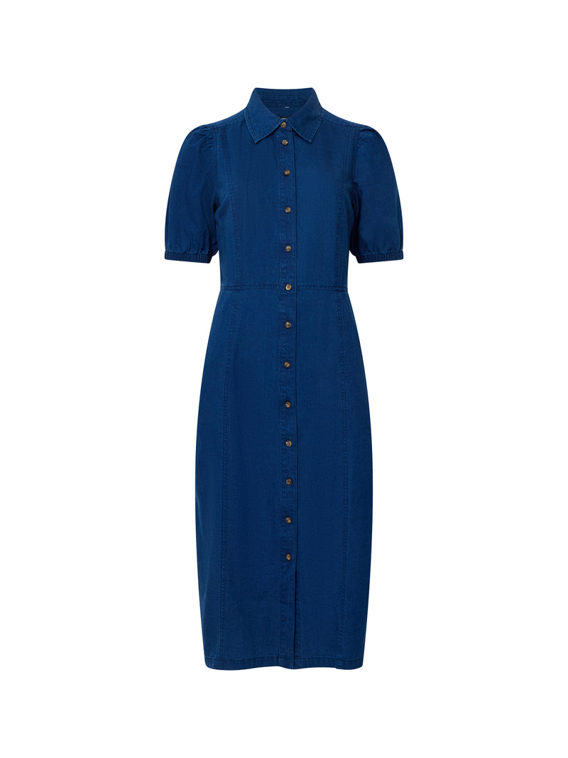 Chambray Denim Button Through Shirt Dress
