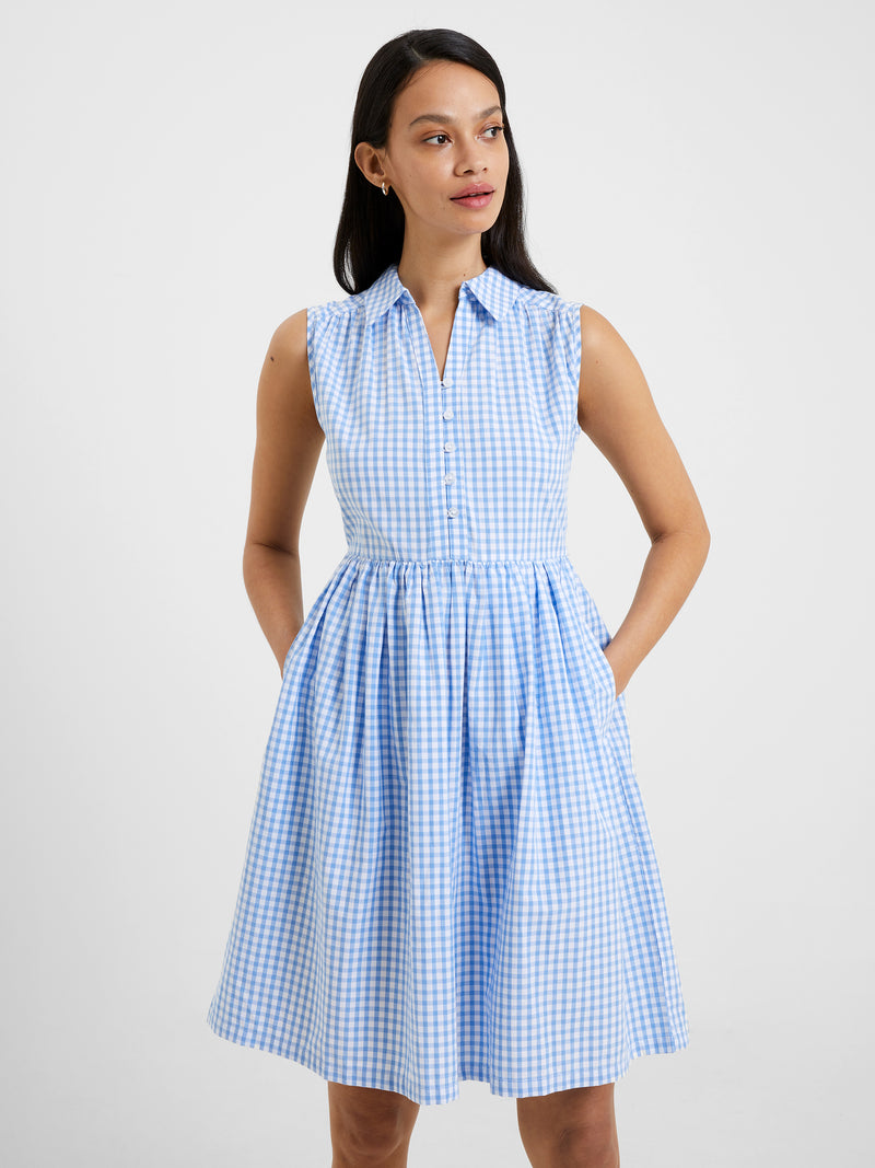Sleeveless Gingham Smock Dress