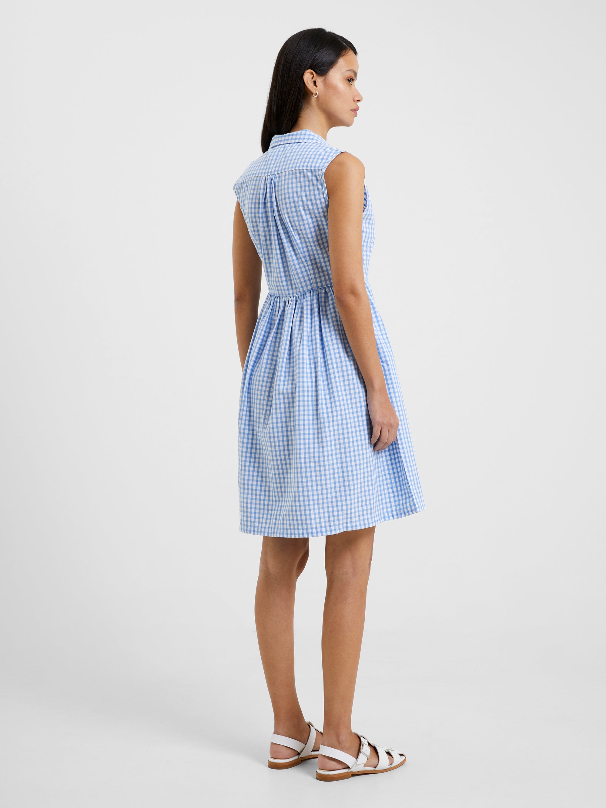 Sleeveless Gingham Smock Dress
