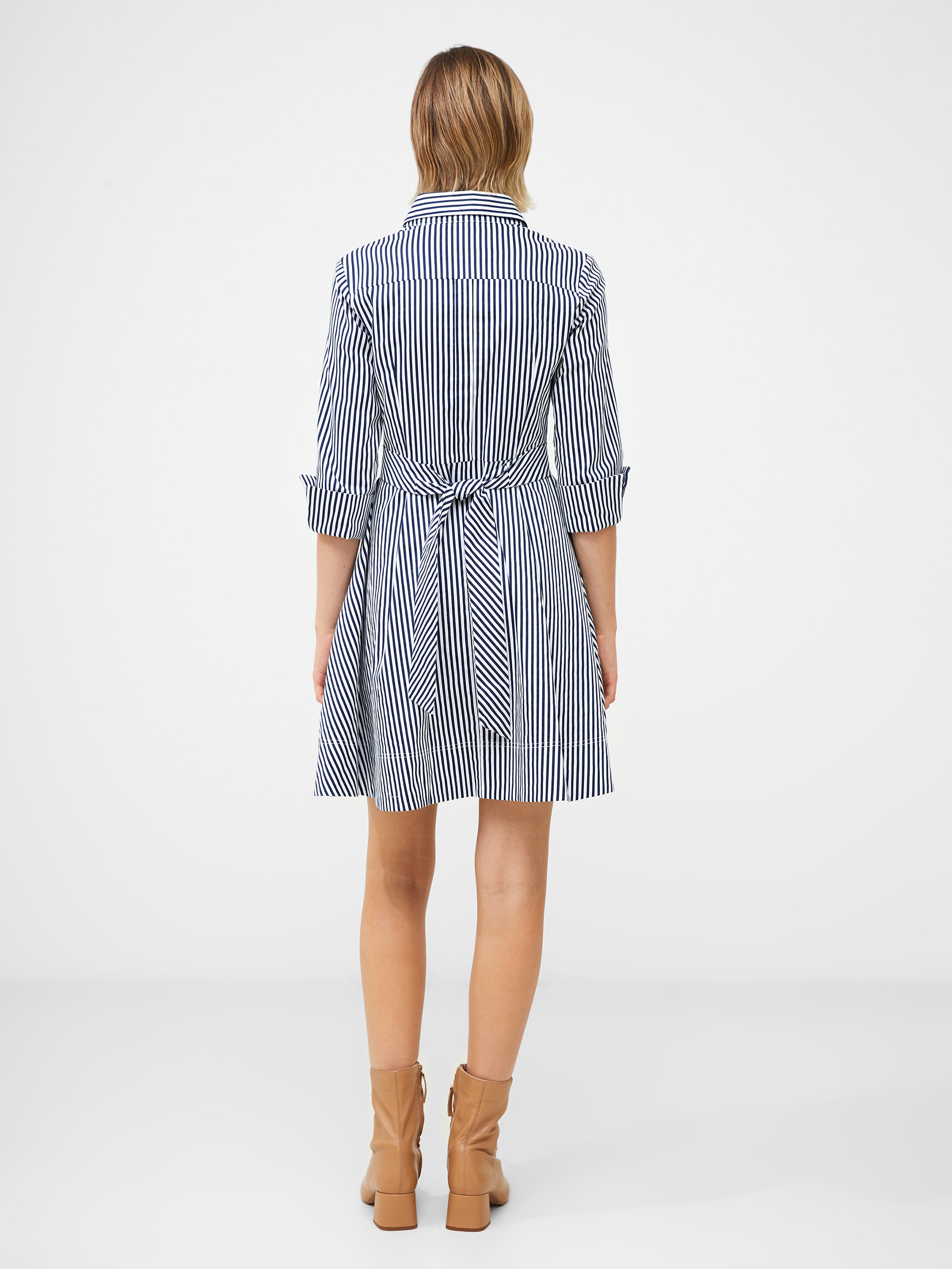 Stripe Belted Mini Shirt Dress