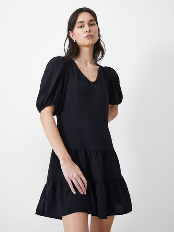 Vee Tiered Crinkle Mini Dress