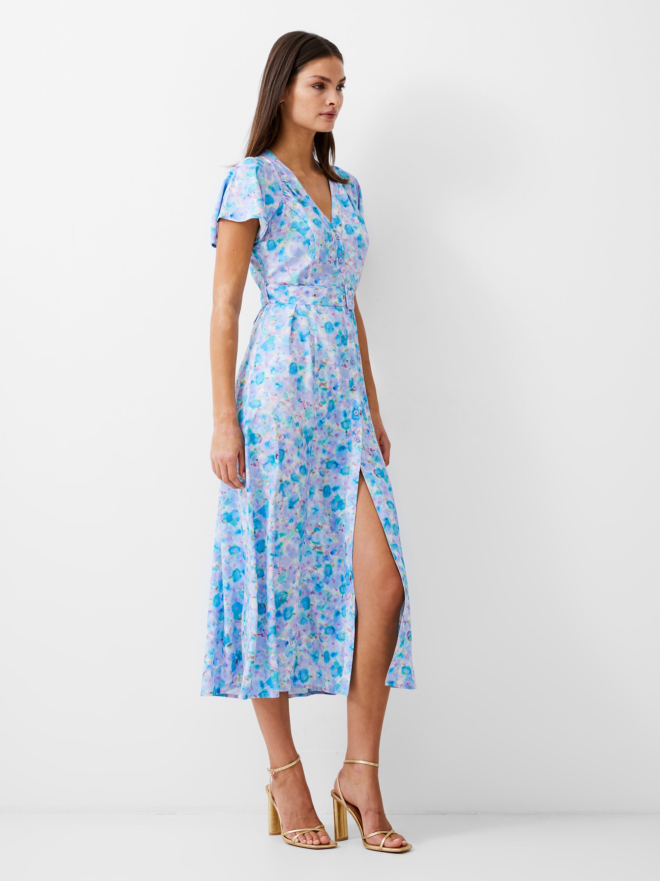 Gretha Belted V-Neckline Dress