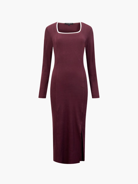 Rassia Rib Square Neck Midi Dress