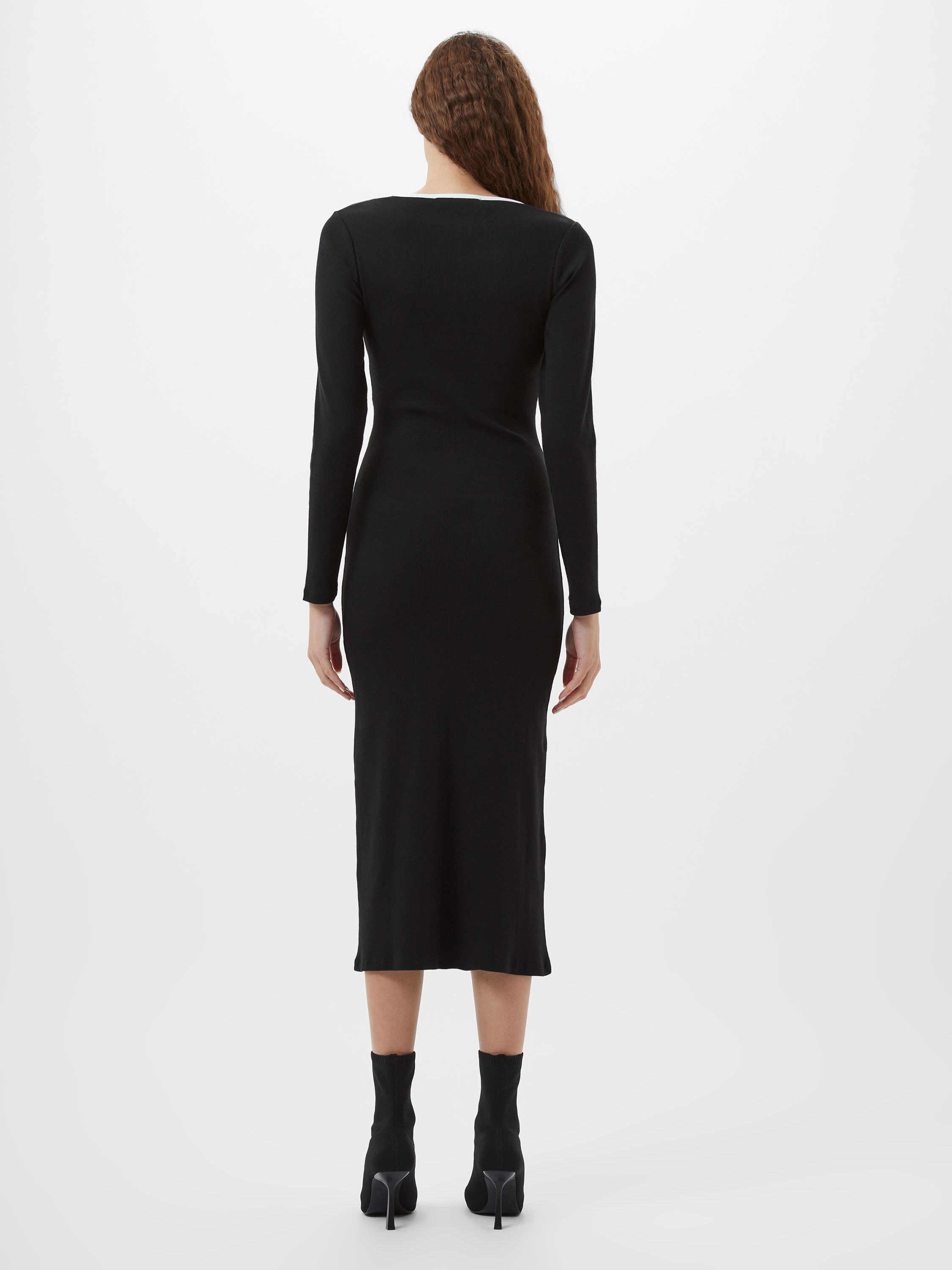 Rassia Rib Square Neck Midi Dress