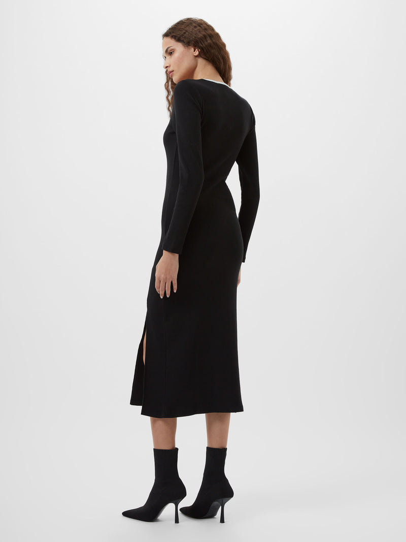 Rassia Rib Square Neck Midi Dress