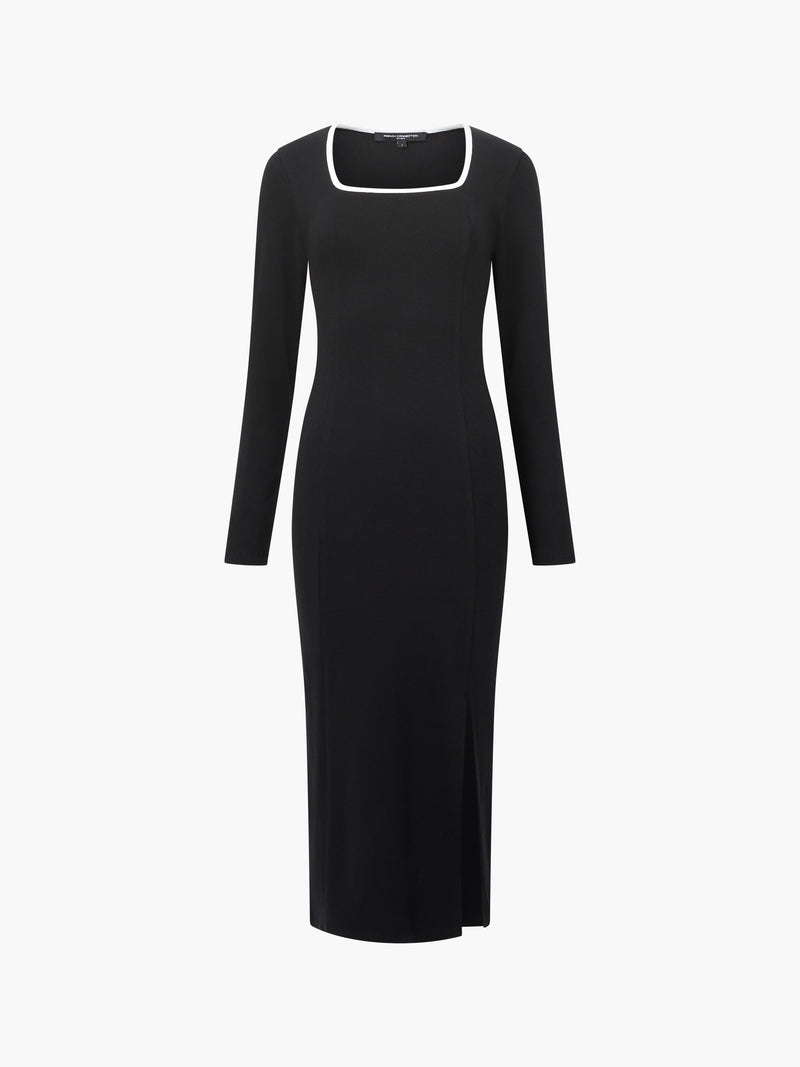Rassia Rib Square Neck Midi Dress