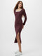 Rassia Rib Square Neck Midi Dress