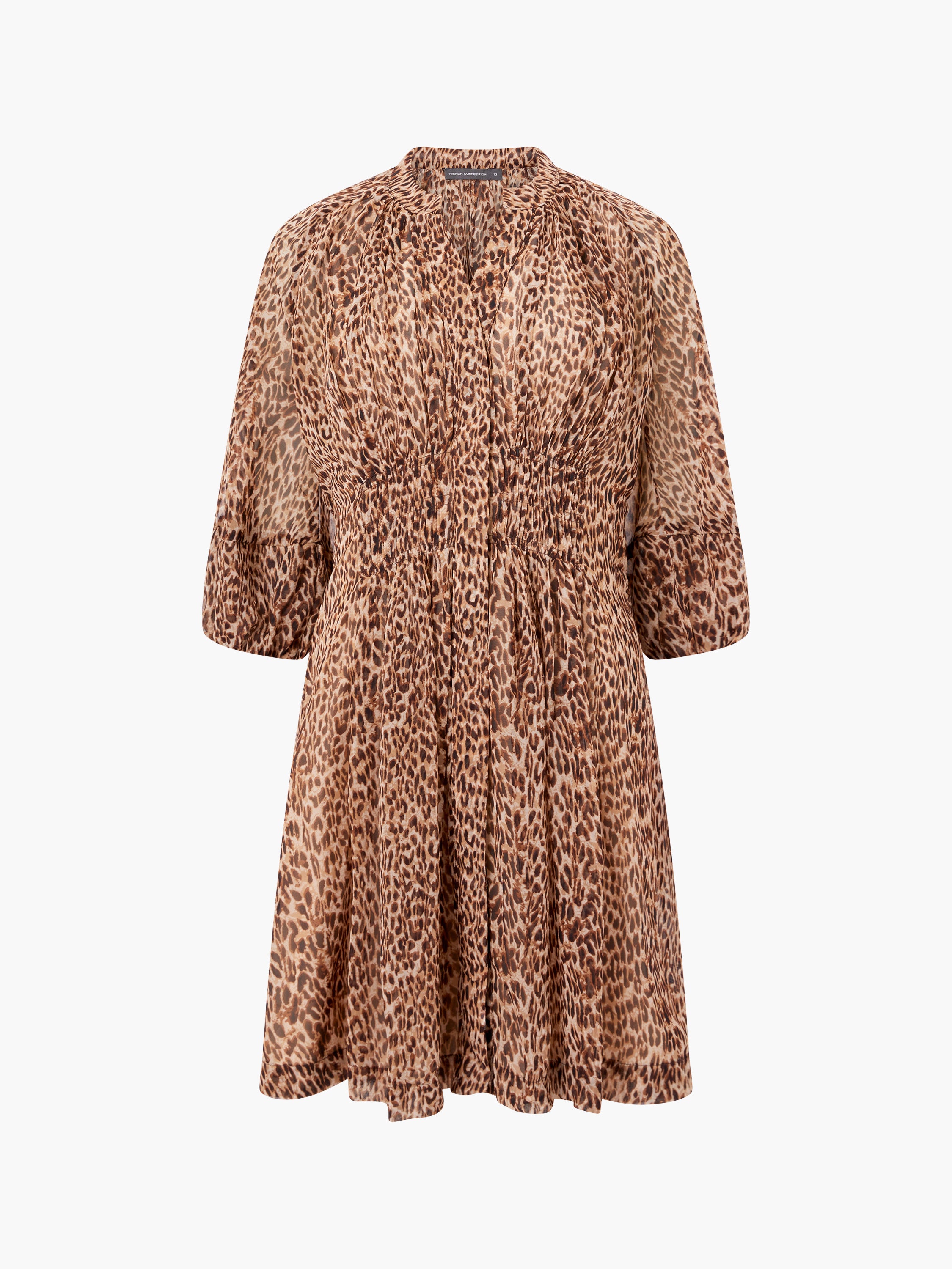 Leopard Print Pleat Waist Mini Dress