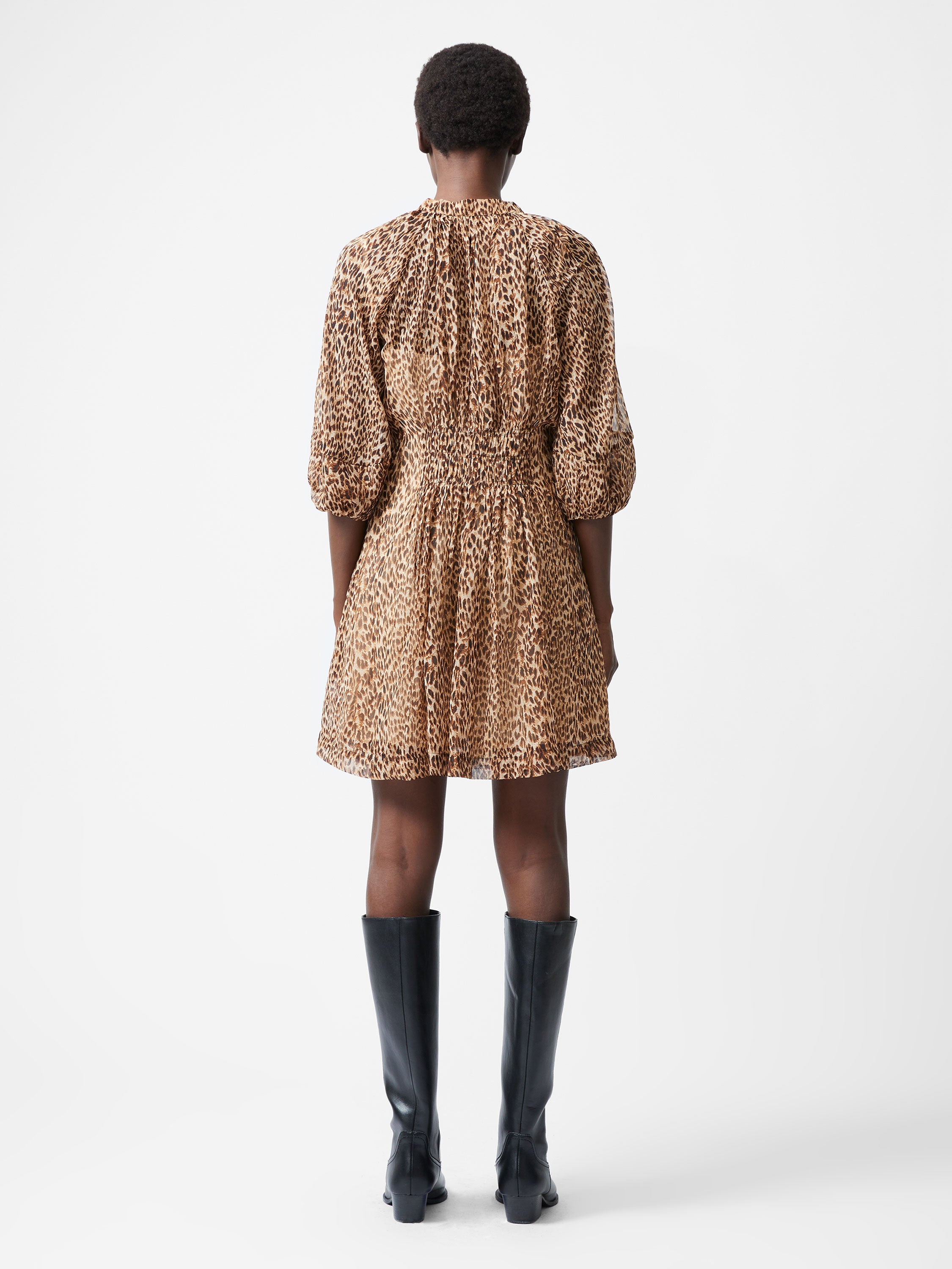 Leopard Print Pleat Waist Mini Dress