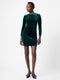 Velvet Ruched Long Sleeve Mini Dress