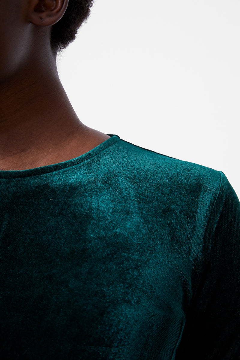 Velvet Ruched Long Sleeve Mini Dress