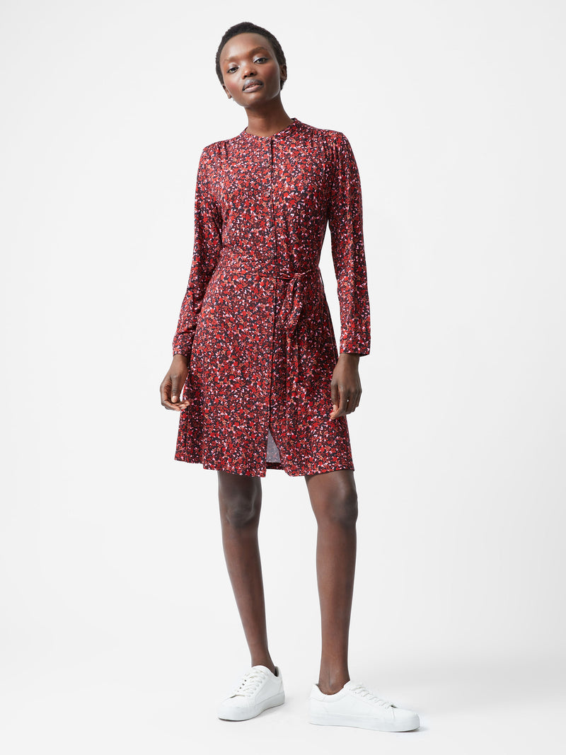 Clara Henley Jersey Floral Shirt Dress