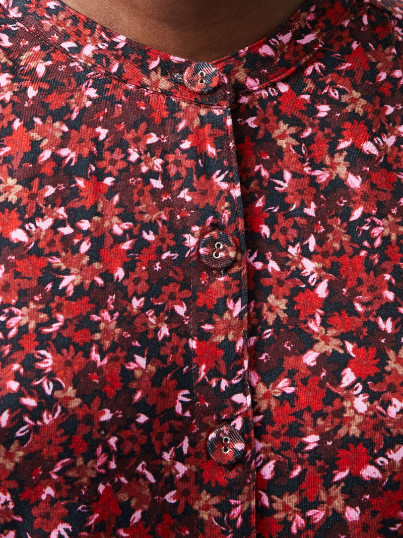 Clara Henley Jersey Floral Shirt Dress