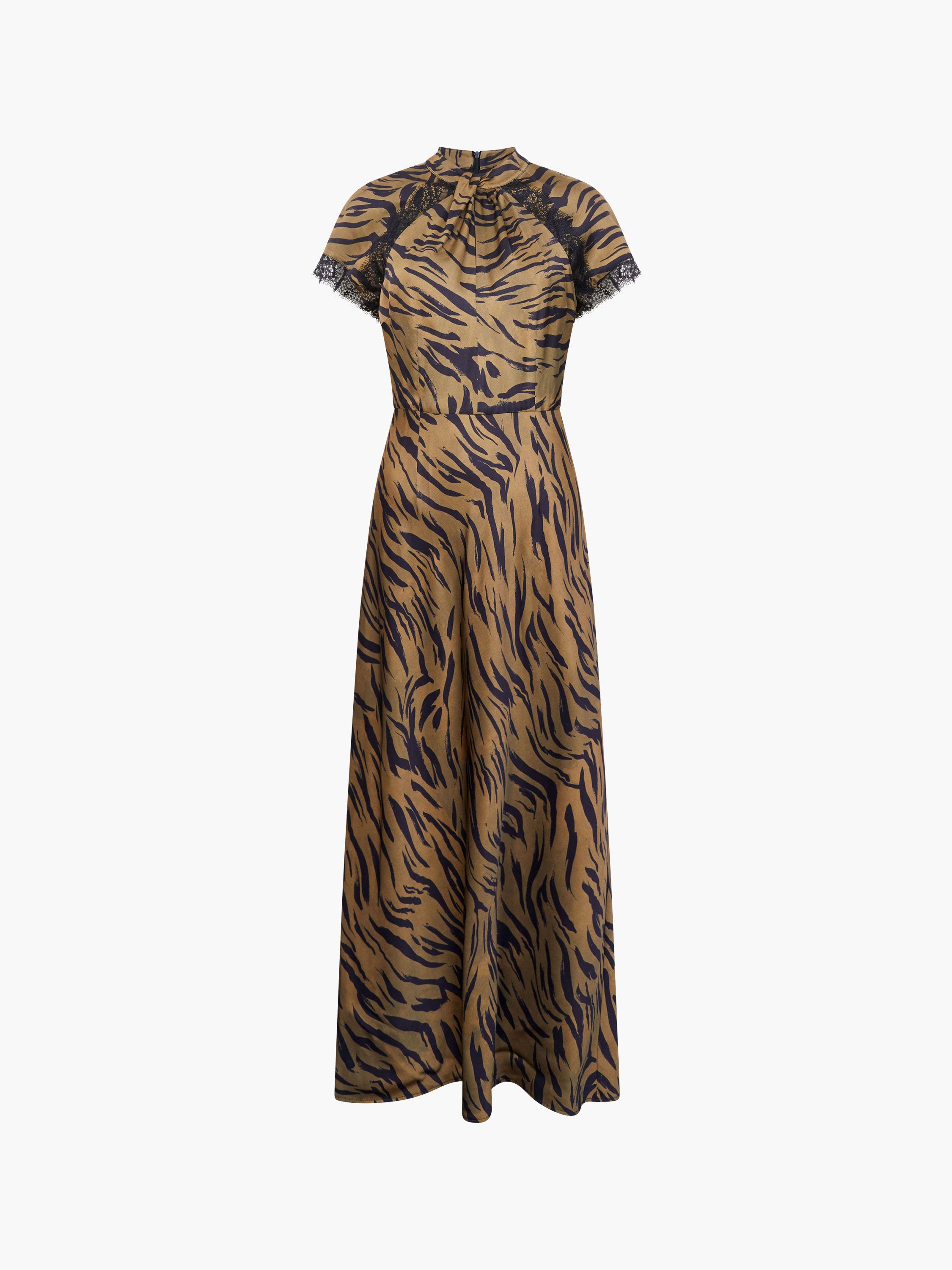 Adeline Ennis Eco Satin Lace Trim Dress