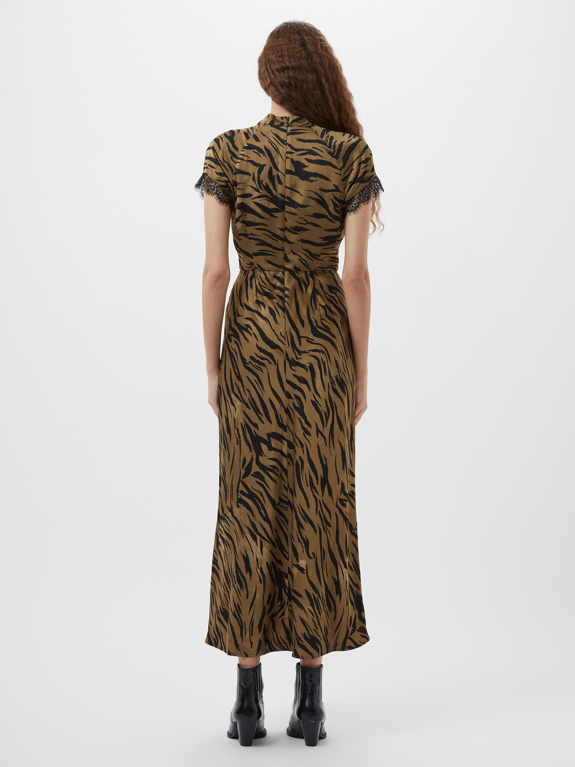 Adeline Ennis Eco Satin Lace Trim Dress