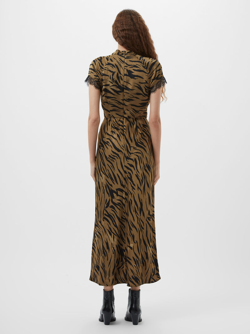 Adeline Ennis Eco Satin Lace Trim Dress