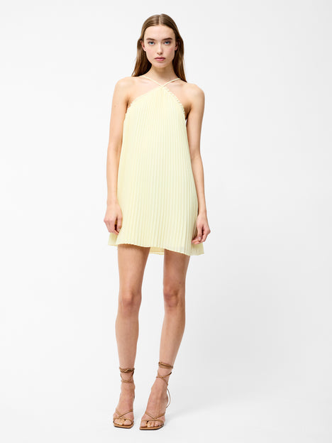Sunburst Pleated Halterneck Mini Dress