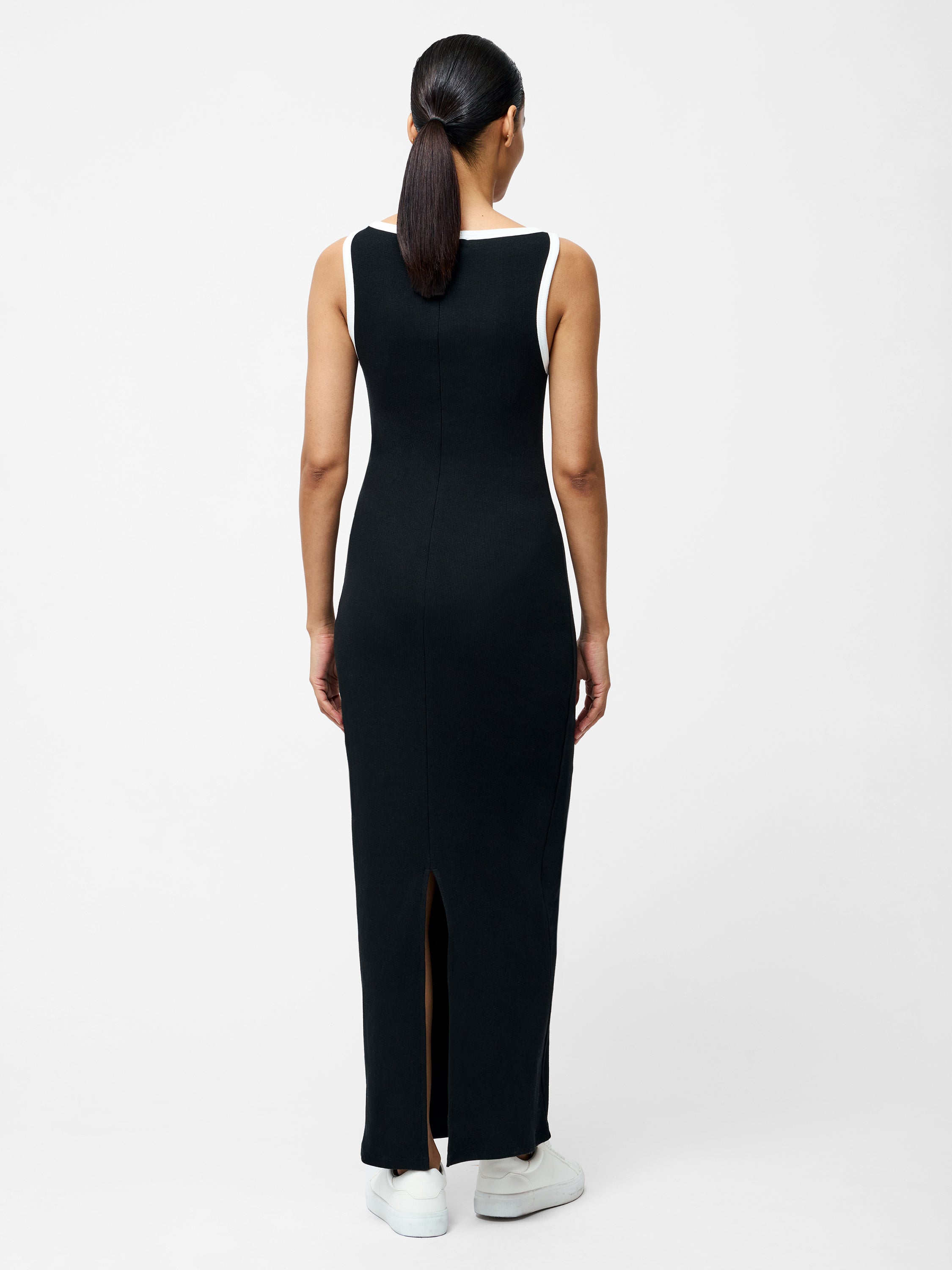 Rasia Ribbed Binding Boat Neck Dress