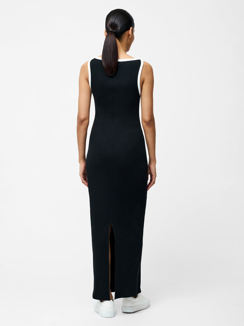 Rasia Ribbed Binding Boat Neck Dress