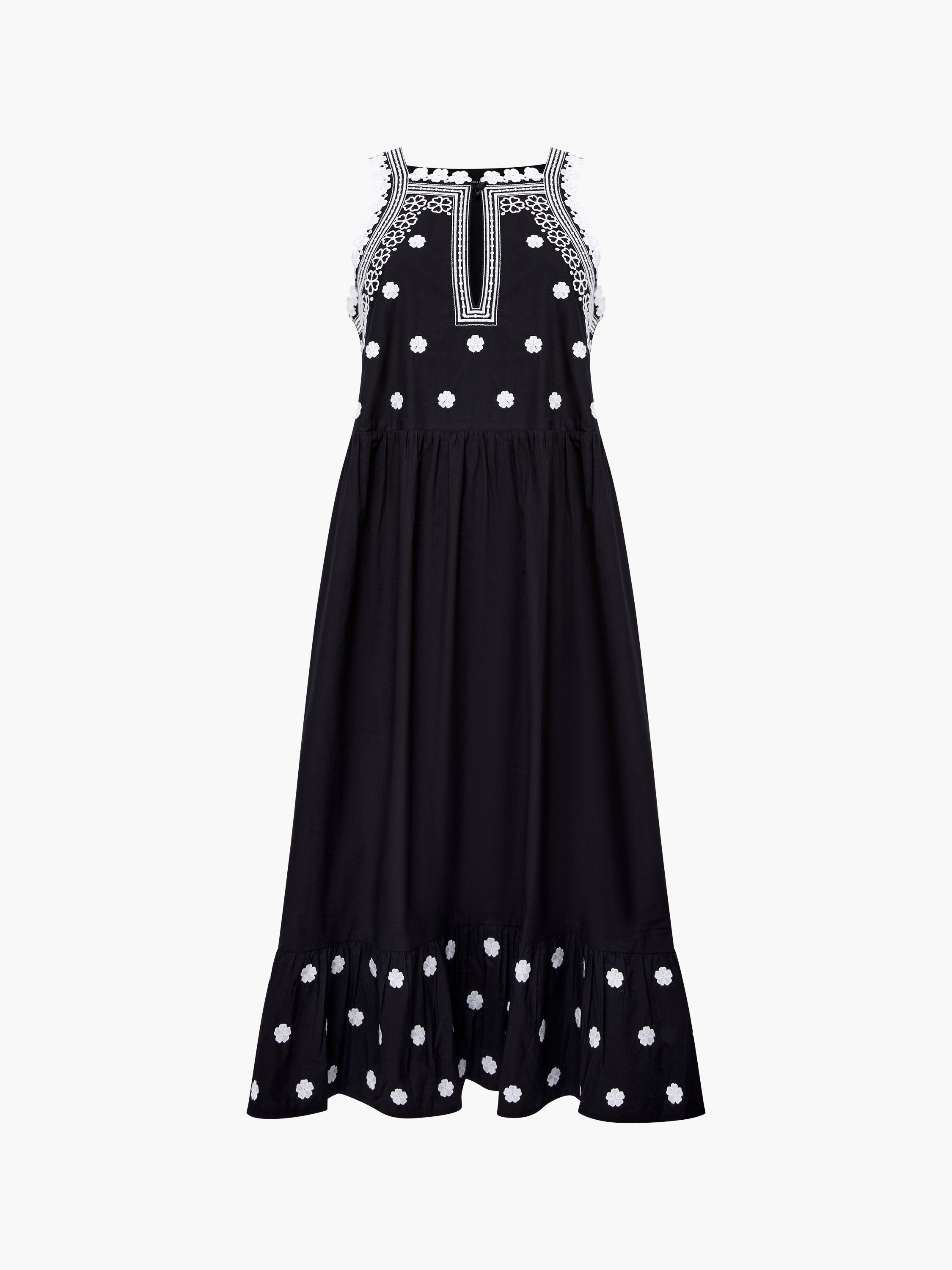 Devin Poplin Embroidered Midi Dress