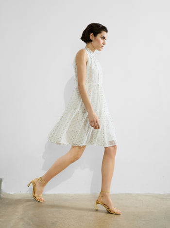 Arlo Jacquard Lurex Dot Tiered Dress