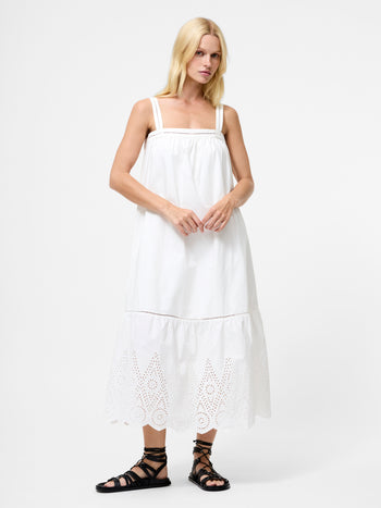 Cotton Square Neck Broderie Anglaise Midi Dress