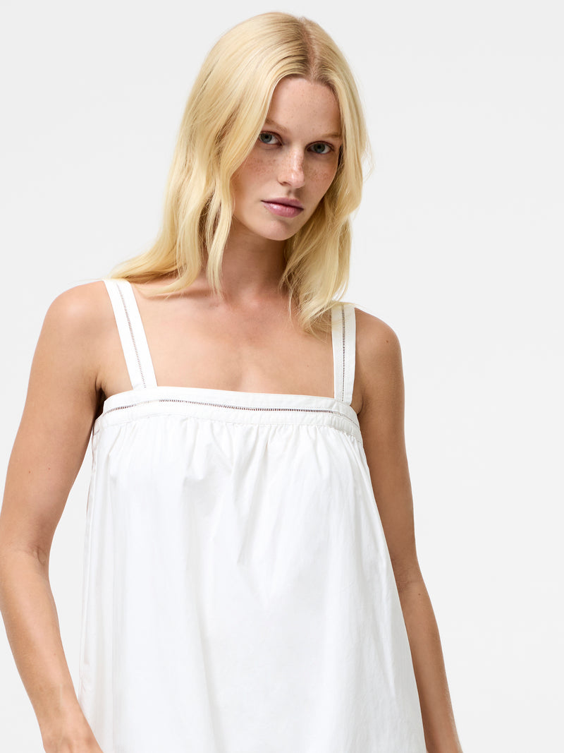 Cotton Square Neck Broderie Anglaise Midi Dress