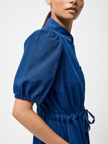 Chambray Popper Through Tie Shirt Dress